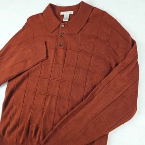 Geoffrey Beene Maroon Acrylic Collared Pullover Sweater Mens M Shirt Long Sleeve